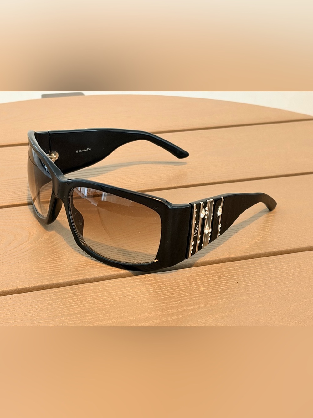 Dior Black Rain Sunglasses with Crystal Accent